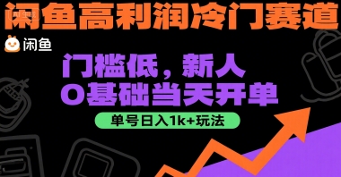 闲鱼高利润冷门赛道：门槛低，新人0基础当天开单，单号日入1k+玩法【揭秘】-云创网