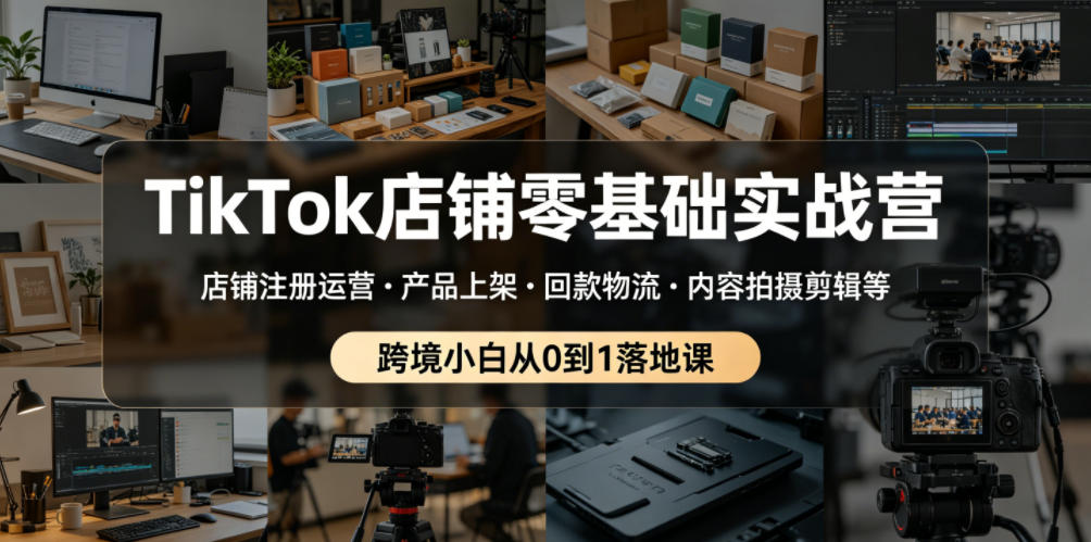 TikTok店铺零基础实战营，店铺注册运营・产品上架・回款物流・内容拍摄剪辑等 ，跨境小白从0到1落地课-云创网
