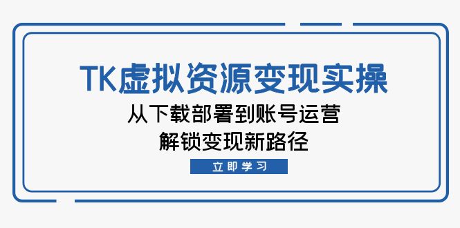 TK虚拟资料变现实操：从下载部署到账号运营，解锁变现新路径-云创网
