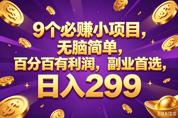 （18736期）9个必赚的小项目，百分百赚元子，无脑简单，副业首选，日入299+-云创网