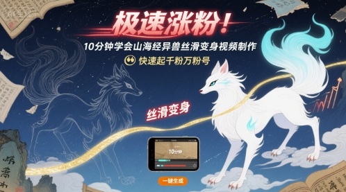 极速涨粉！10分钟学会山海经异兽丝滑变身视频制作，快速起千粉万粉号-云创网