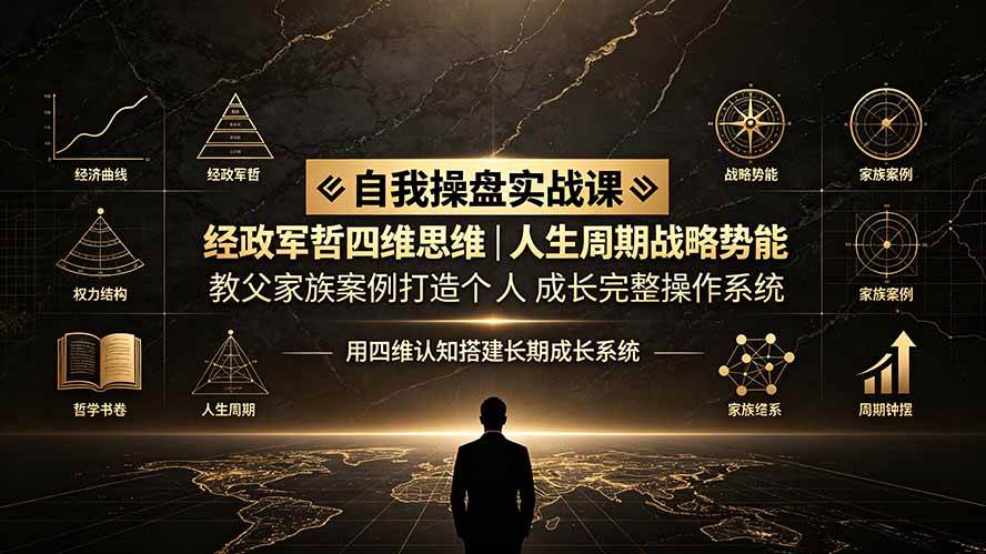 （19398期）自我操盘实战课：经政军哲四维思维｜人生周期战略势能｜教父家族案例打造个人成长完整操作系统-云创网