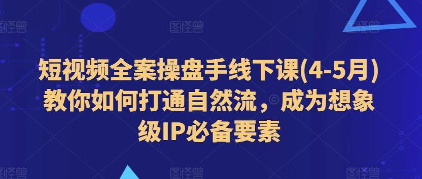 短视频全案操盘手线下课(4-5月)教你如何打通自然流，成为想象级IP必备要素-云创网