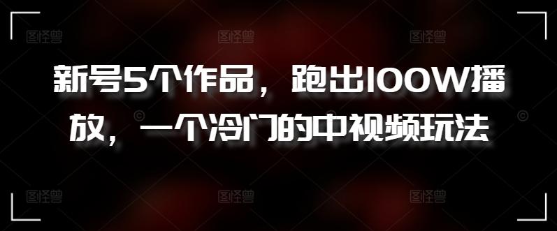新号5个作品，跑出100W播放，一个冷门的中视频玩法【揭秘】-云创网
