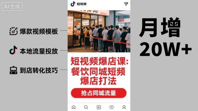 短视频爆店课，餐饮同城短视频爆店打法-云创网