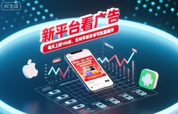 新台看广告，养好机一条5毛到5块，单机日入30到100，支持苹果安卓，可批量操作。-云创网