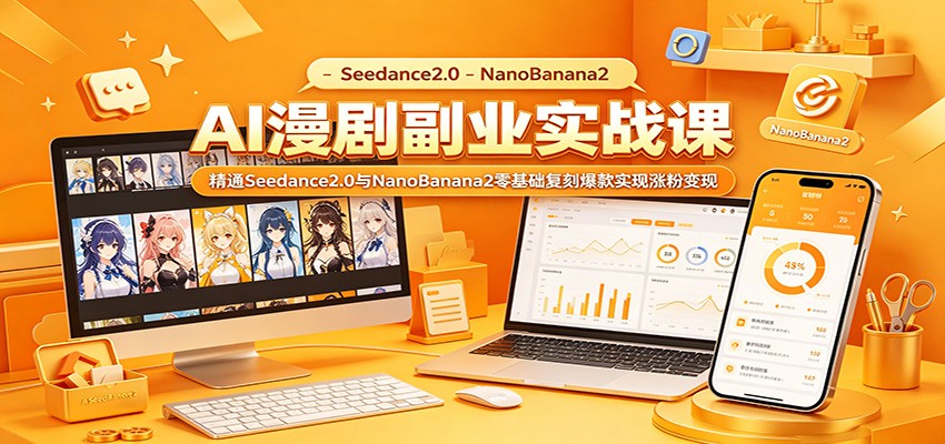 AI漫剧副业实战课：精通Seedance2.0与NanoBanana2零基础复刻爆款实现涨粉变现-云创网