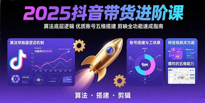 2025抖音带货进阶课：算法底层逻辑,优质账号五维搭建,剪映全功能速成指南-云创网