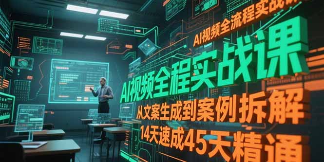 AI视频全流程实战课，从文案生成到案例拆解，14天速成45天精通-云创网