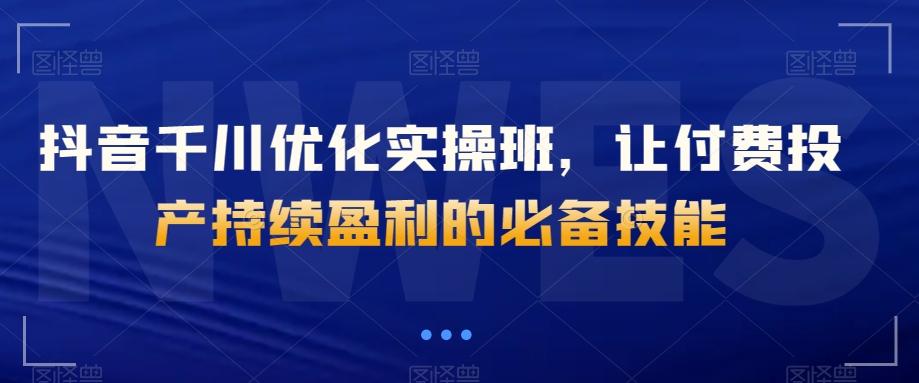 抖音千川优化实操班，让付费投产持续盈利的必备技能-云创网