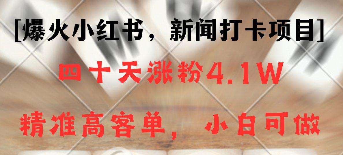 新闻打卡项目，小红书40天涨粉4.1w，高客单精准粉，变现能力超强-云创网