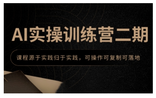 AI实操训练营二期，课程源于实践归于实践，可操作可复制可落地-云创网