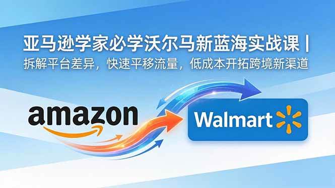 （18635期）亚马逊卖家必学沃尔玛新蓝海实战课｜拆解平台差异，快速平移流量，低成本开拓跨境新渠道-云创网