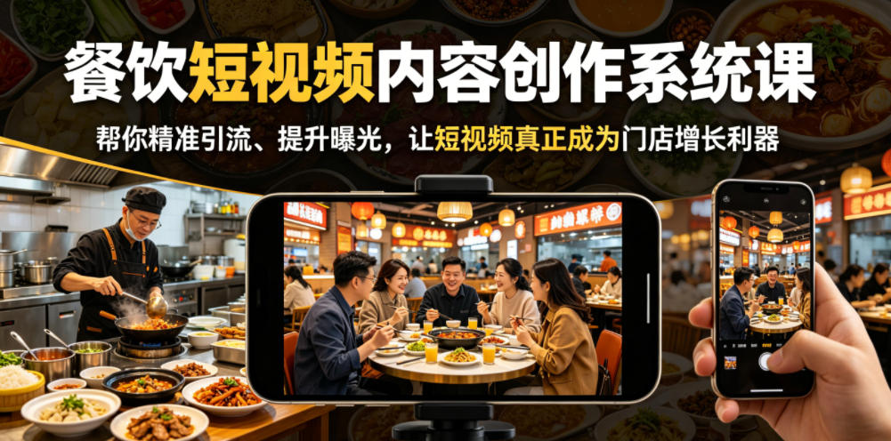 餐饮短视频内容创作系统课，帮你精准引流、提升曝光，让短视频真正成为门店增长利器-云创网