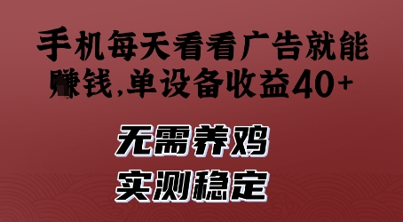 手机每天看看广告就能挣钱，单设备收益40+，无需养鸡，实测稳定【揭秘】-云创网