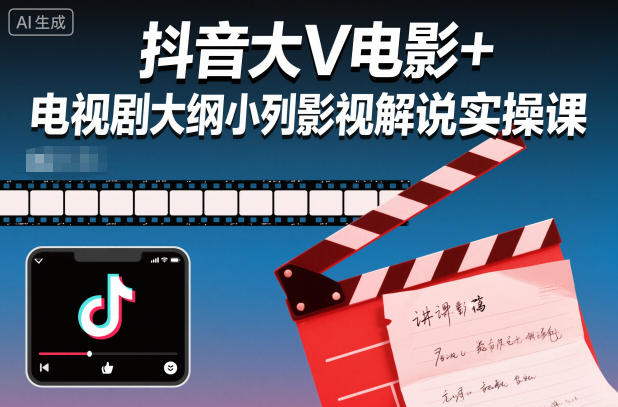 抖音大V电影+电视剧大纲小列影视剧解说实操课-云创网