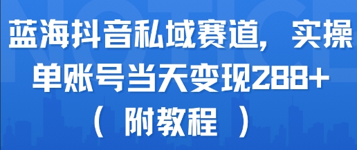 蓝海抖音私域赛道，实操单账号当天变现288+(附教程)-云创网