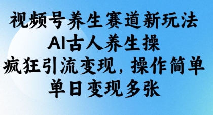 视频号养生赛道新玩法，AI古人养生操，疯狂引流变现，操作简单，单日变现多张-云创网
