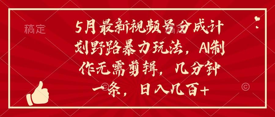 5月最新视频号分成计划野路暴力玩法，ai制作，无需剪辑。几分钟一条，…-云创网