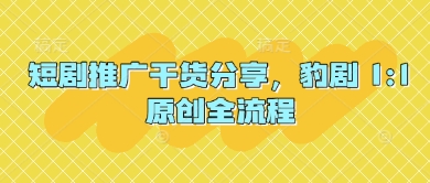短剧推广干货分享，豹剧 1:1原创全流程-云创网