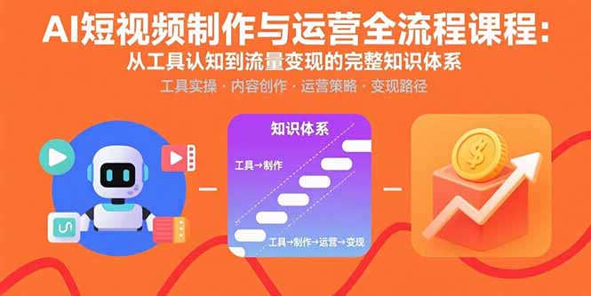 AI短视频制作与运营全流程课程：从工具认知到流量变现的完整知识体系-云创网