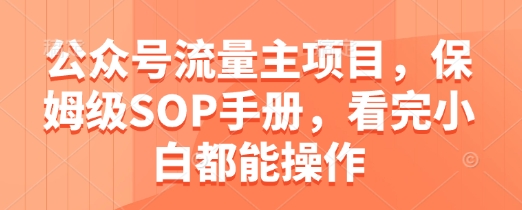 公众号流量主项目，保姆级SOP手册，看完小白都能操作-云创网