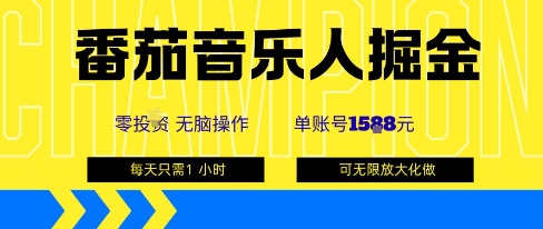 番茄音乐人掘金，单账号最高可撸1k+，可无限矩阵去做，零投入-云创网