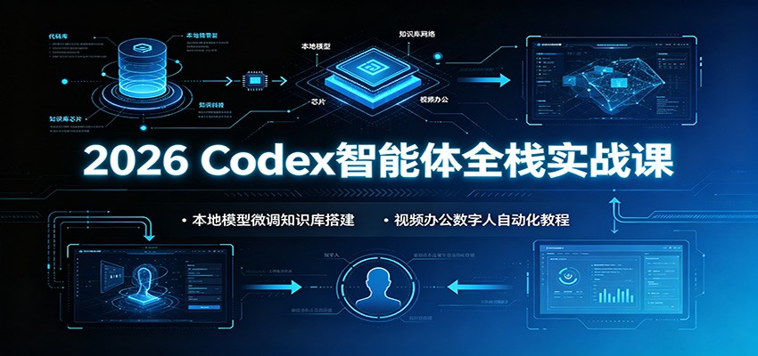 2026 Codex智能体全栈实战课：本地模型微调知识库搭建，视频办公数字人自动化教程-云创网
