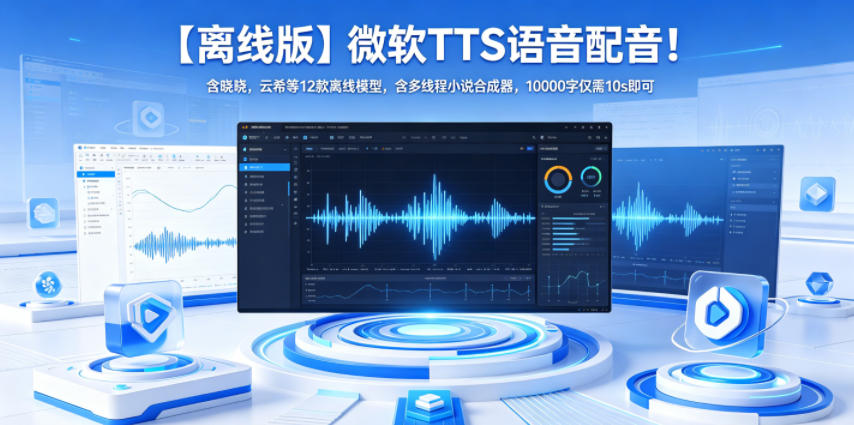 【离线版】微软TTS语音配音！含晓晓，云希等12款离线模型，含多线程小说合成器，10000字仅需10s即可-云创网