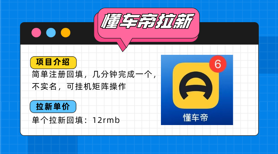 懂车帝邪修拉新玩法，简单注册回填，不sm，单个拉新12rmb，轻松日入200+-云创网