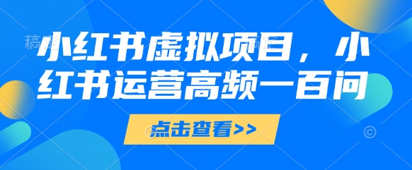 小红书虚拟项目，小红书运营高频一百问【文档】-云创网