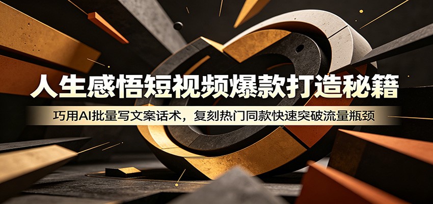 人生感悟短视频爆款打造秘籍：巧用A 批量写文案话术，复刻热门同款快速突破流量瓶颈-云创网
