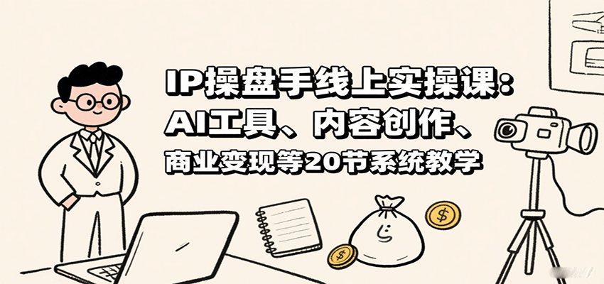 IP操盘手线上实操课：AI工具、内容创作、商业变现等20节系统教学-云创网