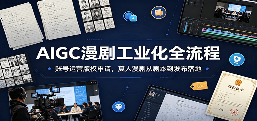 AIGC漫剧工业化全流程：账号运营版权申请，真人漫剧从剧本到发布落地-云创网