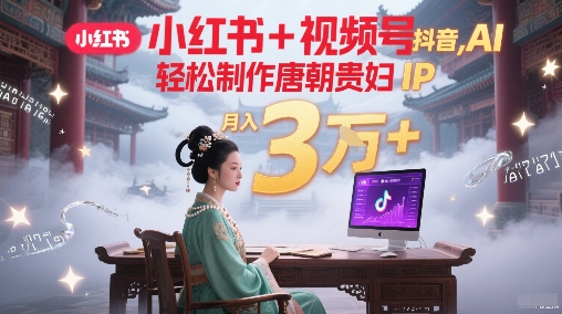 小红书+视频号+抖音，AI轻松制作唐朝贵妇IP，每天30分钟，轻松产出N条，月入3W+-云创网