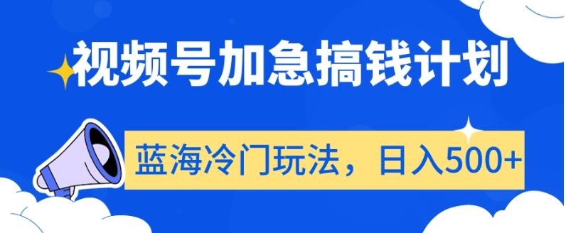 视频号加急搞钱计划，蓝海冷门玩法，日入500+【揭秘】-云创网