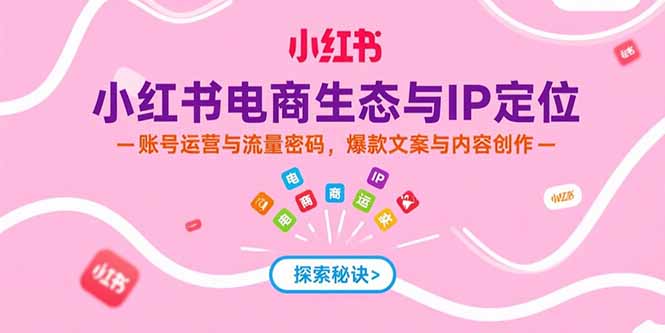 小红书电商生态与IP定位，账号运营与流量密码，爆款文案与内容创作-云创网