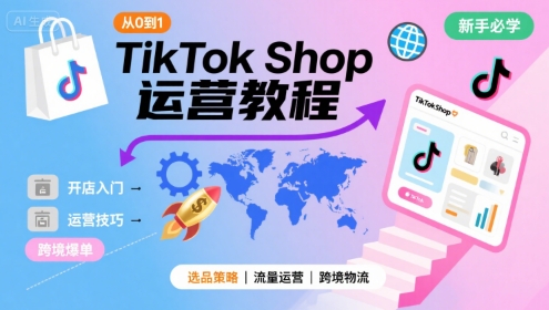 TikTok Shop从0到1运营教程，TikTok跨境电商新手必学课程-云创网
