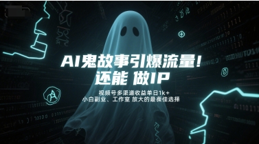 AI鬼故事引爆流量，还能做IP，视频号多渠道收益单日1k+，小白副业、工作室放大的最佳选择-云创网