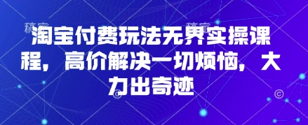 淘宝付费玩法无界实操课程，高价解决一切烦恼，大力出奇迹-云创网