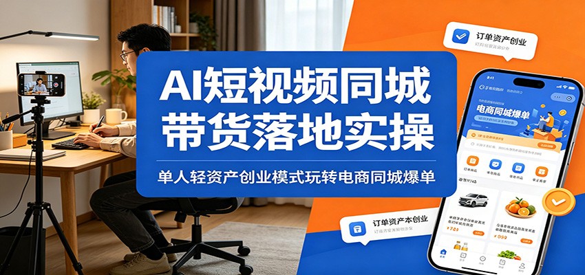 AI短视频同城带货落地实操：单人轻资产创业模式玩转电商同城爆单-云创网