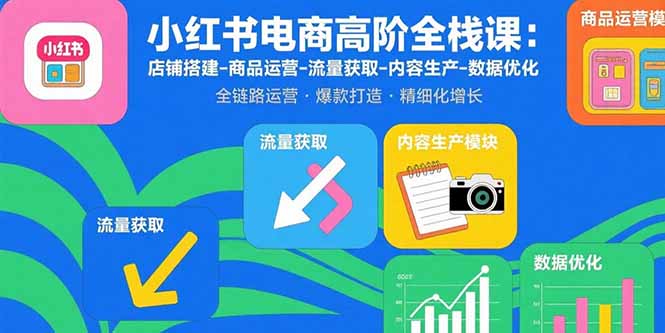 小红书电商高阶全栈课：店铺搭建-商品运营-流量获取-内容生产-数据优化-云创网