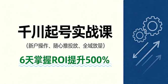 抖音千川起号实战课，新户操作,随心推投放,全域放量，6天掌握ROI提升500%-云创网