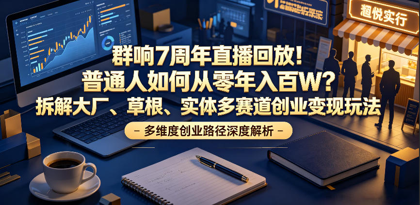 群响7周年直播回放！普通人如何从零年入百W？拆解大厂、草根、实体多赛道创业变现玩法-云创网