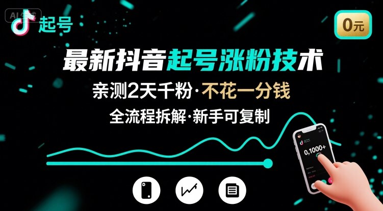 最新抖音起号涨粉技术，亲测2天千粉，不花一分钱，全流程拆解-云创网