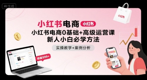 小红书电商0基础+高级运营课，新人小白必学方法，实操教学+案例分析-云创网
