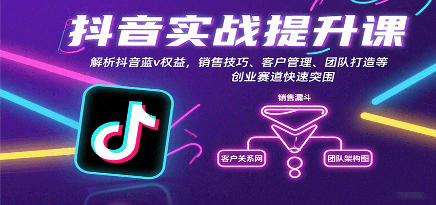 抖音实战提升课：解析抖音蓝v权益，销售技巧、客户管理、团队打造等创业赛道快速突围-云创网