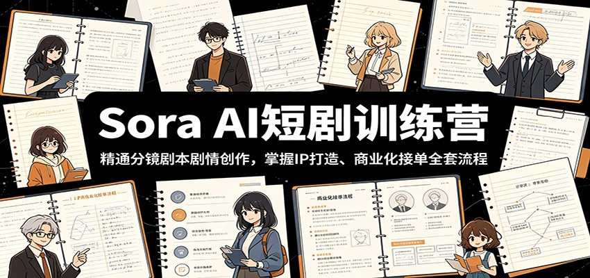 Sora AI短剧训练营：精通分镜剧本剧情创作，掌握IP打造、商业化接单全套流程-云创网