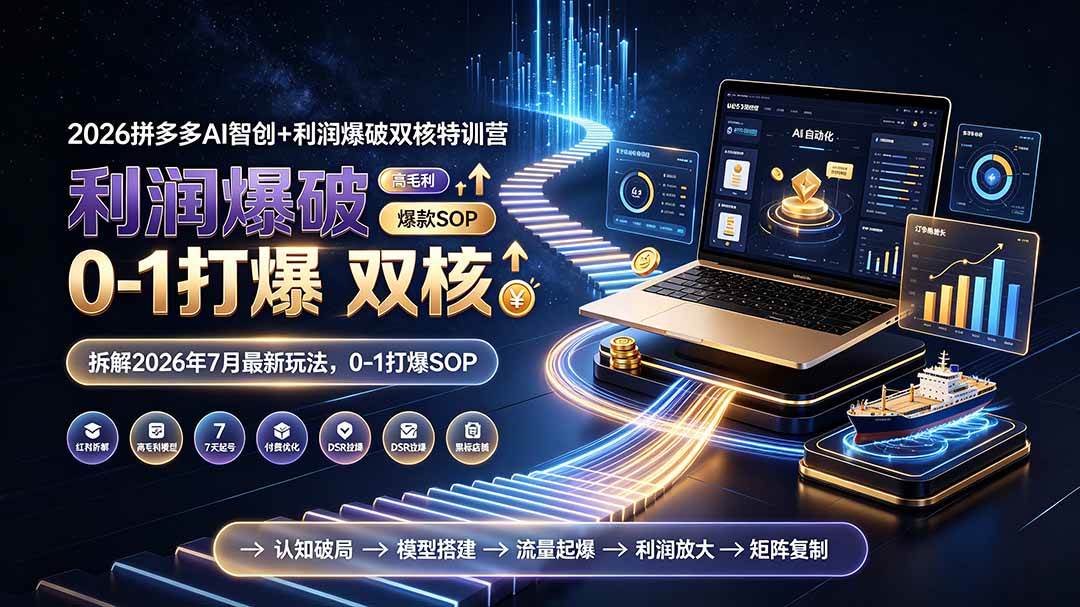 （19391期）2026拼多多AI智创+利润爆破双核特训营-更新：拆解2026年7月最新玩法，0-1打爆SOP-云创网