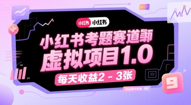 小红书考题赛道虚拟项目1.0，项目操作简单，每天收益2-3张-云创网